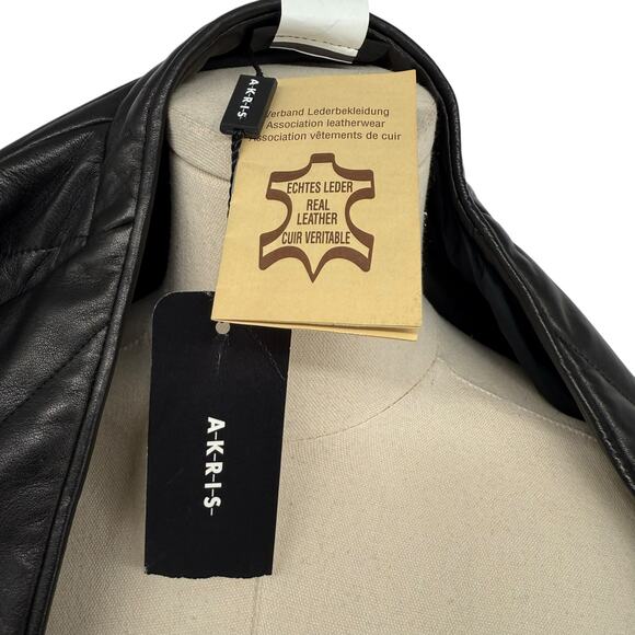 AKRIS Black Lamb Napa Leather Bomber Blazer Jacket - Size 6 - Picture 5 of 7